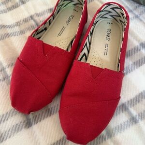 TOMS Vibrant Red Canvas Slip-Ons